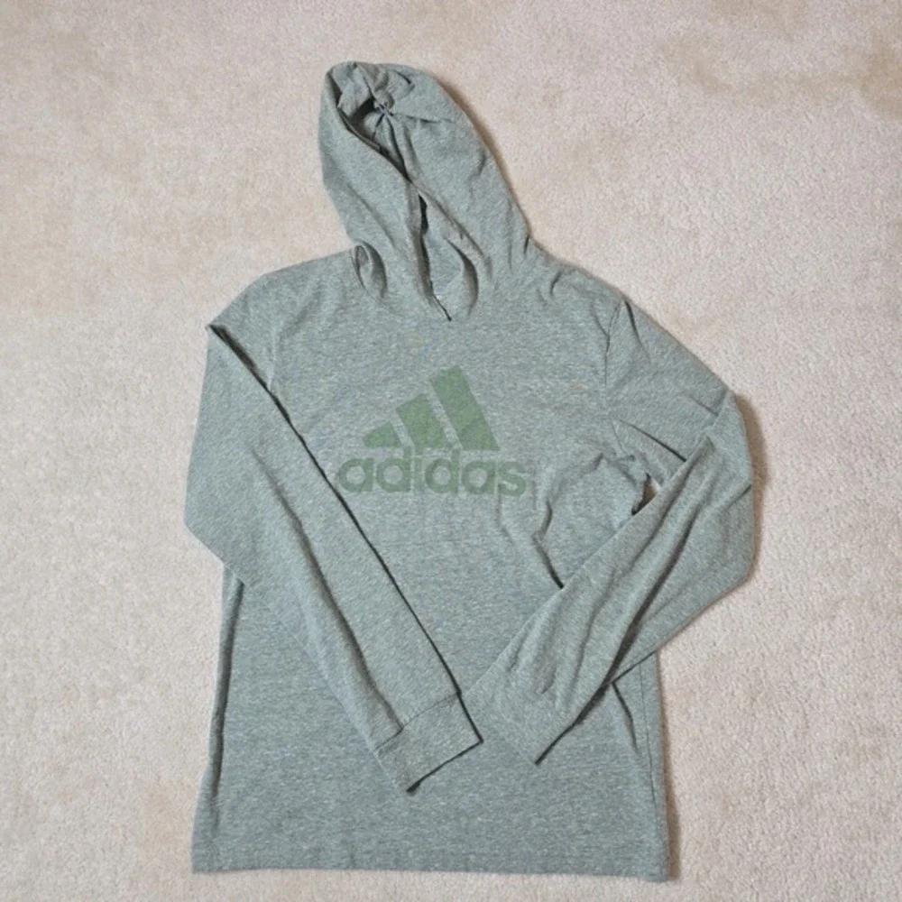 Adidas‎ Boys Long Sleeve T-Shirt Hoodie Army Green Heathered Pullover Size XL